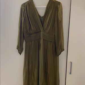 Olive Green long dress V neck